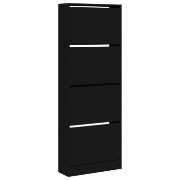 vidaXL Παπουτσοθήκη Μαύρη 60x21x163,5cm από Επεξεργασμένο Ξύλο