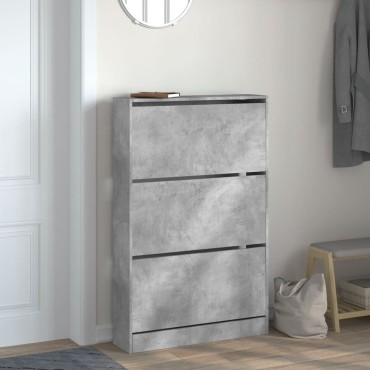 vidaXL Παπουτσοθήκη Γκρι Σκυροδέματος80x21x125,5cm Επεξεργασμένο Ξύλο