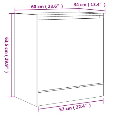 vidaXL Παπουτσοθήκη Λευκή 60x34x63,5cm από Επεξεργασμένο Ξύλο