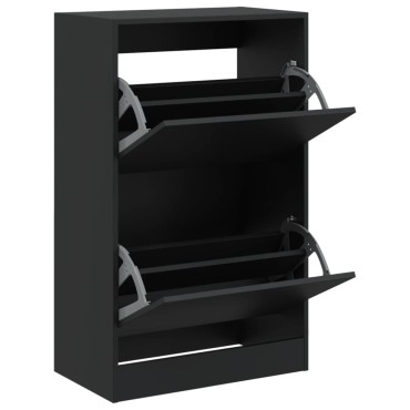 vidaXL Παπουτσοθήκη Μαύρη 60x34x96,5cm από Επεξεργασμένο Ξύλο