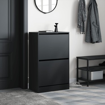 vidaXL Παπουτσοθήκη Μαύρη 60x34x96,5cm από Επεξεργασμένο Ξύλο