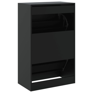 vidaXL Παπουτσοθήκη Μαύρη 60x34x96,5cm από Επεξεργασμένο Ξύλο