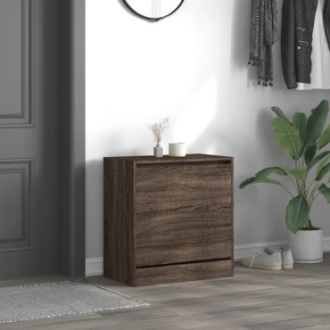 vidaXL Παπουτσοθήκη Καπνιστή Δρυς 60x34x63,5cm από Επεξεργασμένο Ξύλο