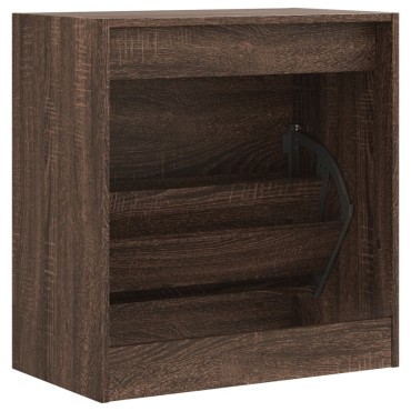 vidaXL Παπουτσοθήκη Καπνιστή Δρυς 60x34x63,5cm από Επεξεργασμένο Ξύλο