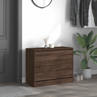 vidaXL Παπουτσοθήκη Καφέ Δρυς 80x34x63cm από Επεξεργασμένο Ξύλο