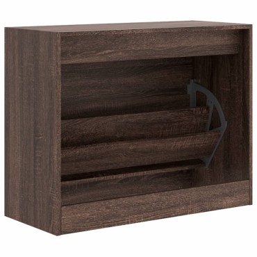vidaXL Παπουτσοθήκη Καφέ Δρυς 80x34x63cm από Επεξεργασμένο Ξύλο