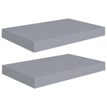 vidaXL Ράφια Τοίχου 2 τεμ. Γκρι 40x23x3,8cm MDF