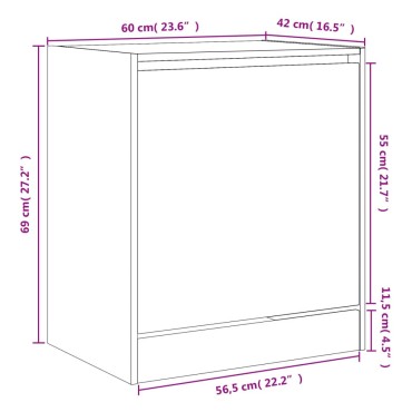 vidaXL Παπουτσοθήκη Καφέ Δρυς 60x42x69cm από Επεξεργασμένο Ξύλο