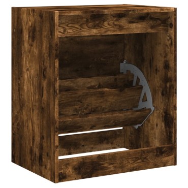 vidaXL Παπουτσοθήκη Καπνιστή Δρυς 60x42x69cm από Επεξεργ. Ξύλο