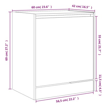 vidaXL Παπουτσοθήκη Καπνιστή Δρυς 60x42x69cm από Επεξεργ. Ξύλο