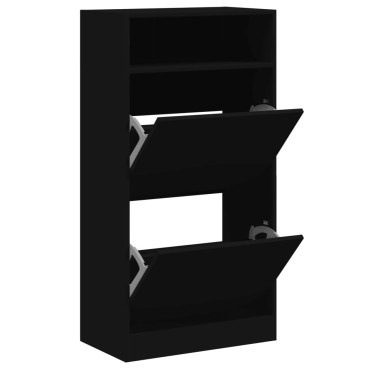 vidaXL Παπουτσοθήκη Μαύρη 60x34x116cm από Επεξεργασμένο Ξύλο