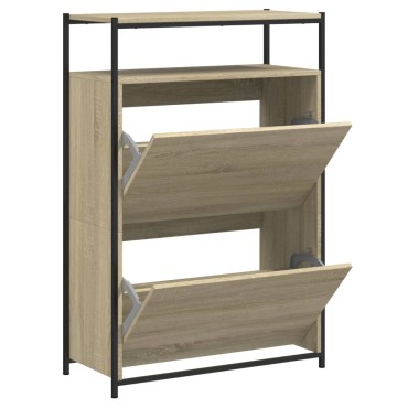 vidaXL Παπουτσοθήκη Sonoma Δρυς 75x34x112cm από Επεξεργασμένο Ξύλο