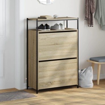 vidaXL Παπουτσοθήκη Sonoma Δρυς 75x34x112cm από Επεξεργασμένο Ξύλο