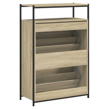 vidaXL Παπουτσοθήκη Sonoma Δρυς 75x34x112cm από Επεξεργασμένο Ξύλο