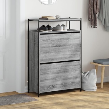 vidaXL Παπουτσοθήκη Γκρι Sonoma 75x34x112cm από Επεξεργασμένο Ξύλο