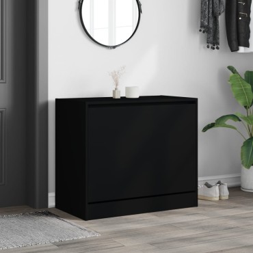 vidaXL Παπουτσοθήκη Μαύρη 80x42x69cm από Επεξεργασμένο Ξύλο