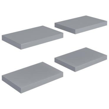 vidaXL Ράφια Τοίχου 4 τεμ. Γκρι 40x23x3,8cm MDF