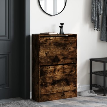 vidaXL Παπουτσοθήκη Καπνιστή Δρυς 60x21x87,5cm από Επεξεργ. Ξύλο