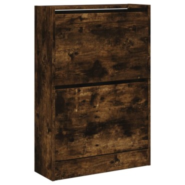 vidaXL Παπουτσοθήκη Καπνιστή Δρυς 60x21x87,5cm από Επεξεργ. Ξύλο
