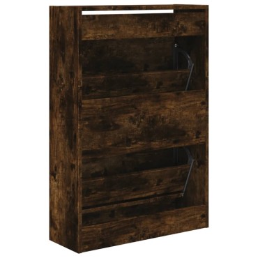 vidaXL Παπουτσοθήκη Καπνιστή Δρυς 60x21x87,5cm από Επεξεργ. Ξύλο