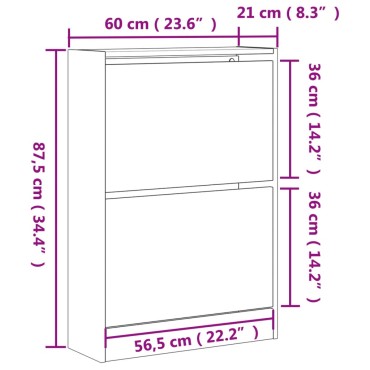 vidaXL Παπουτσοθήκη Καπνιστή Δρυς 60x21x87,5cm από Επεξεργ. Ξύλο
