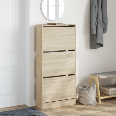 vidaXL Παπουτσοθήκη Sonoma Δρυς 60x21x125,5cm από Επεξεργασμένο Ξύλο