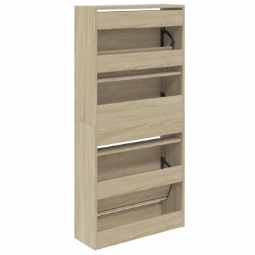 vidaXL Παπουτσοθήκη Sonoma Δρυς 60x21x125,5cm από Επεξεργασμένο Ξύλο