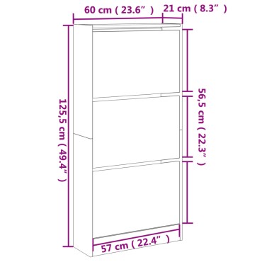 vidaXL Παπουτσοθήκη Sonoma Δρυς 60x21x125,5cm από Επεξεργασμένο Ξύλο