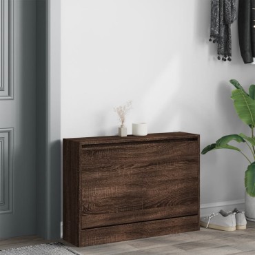 vidaXL Παπουτσοθήκη Καφέ Δρυς 80x21x57cm από Επεξεργασμένο Ξύλο