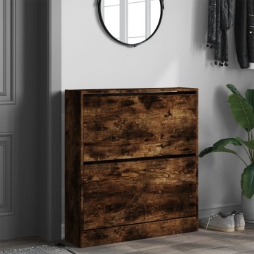 vidaXL Παπουτσοθήκη Καπνιστή Δρυς 80x21x87,5cm από Επεξεργ. Ξύλο