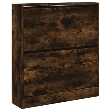 vidaXL Παπουτσοθήκη Καπνιστή Δρυς 80x21x87,5cm από Επεξεργ. Ξύλο