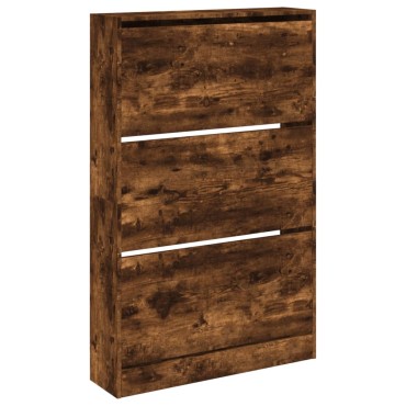 vidaXL Παπουτσοθήκη Καπνιστή Δρυς 80x21x125,5cm από Επεξεργ. Ξύλο