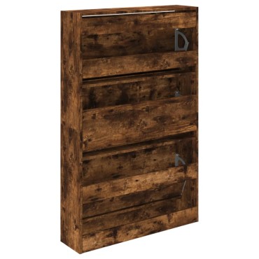 vidaXL Παπουτσοθήκη Καπνιστή Δρυς 80x21x125,5cm από Επεξεργ. Ξύλο