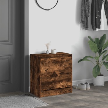 vidaXL Παπουτσοθήκη Καπνιστή Δρυς 60x34x63,5cm από Επεξεργ. Ξύλο