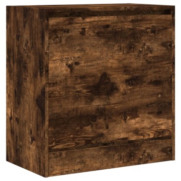 vidaXL Παπουτσοθήκη Καπνιστή Δρυς 60x34x63,5cm από Επεξεργ. Ξύλο
