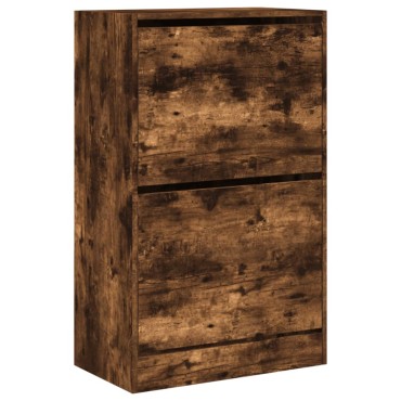 vidaXL Παπουτσοθήκη Καπνιστή Δρυς 60x34x96,5cm από Επεξεργ. Ξύλο
