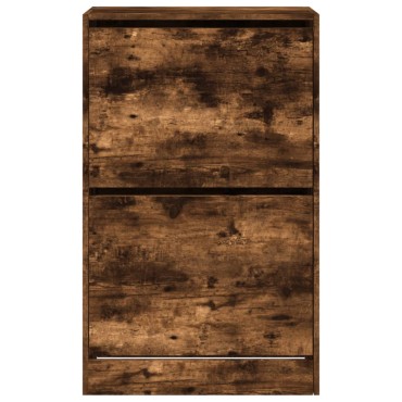 vidaXL Παπουτσοθήκη Καπνιστή Δρυς 60x34x96,5cm από Επεξεργ. Ξύλο