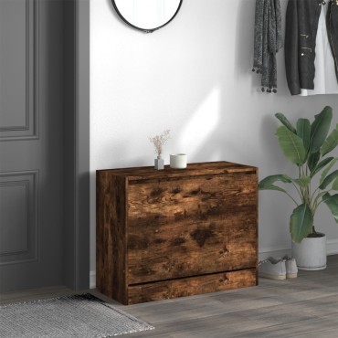 vidaXL Παπουτσοθήκη Καπνιστή Δρυς 80x34x63cm από Επεξεργασμένο Ξύλο