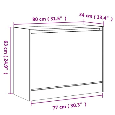 vidaXL Παπουτσοθήκη Sonoma Δρυς 80x34x63cm από Επεξεργασμένο Ξύλο