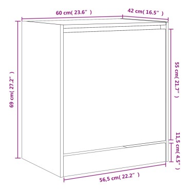 vidaXL Παπουτσοθήκη Sonoma Δρυς 60x42x69cm από Επεξεργασμένο Ξύλο