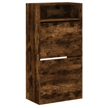 vidaXL Παπουτσοθήκη Καπνιστή Δρυς 60x34x116cm από Επεξεργ. Ξύλο