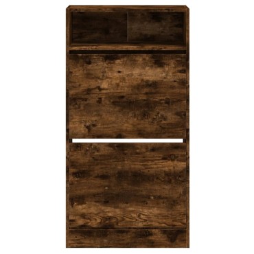 vidaXL Παπουτσοθήκη Καπνιστή Δρυς 60x34x116cm από Επεξεργ. Ξύλο
