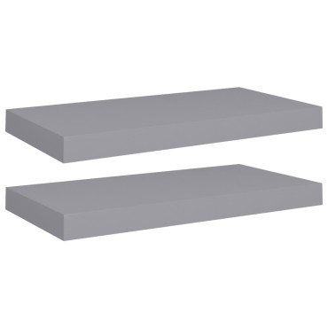 vidaXL Ράφια Τοίχου 2 τεμ. Γκρι 50x23x3,8cm MDF