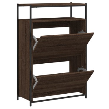 vidaXL Παπουτσοθήκη Καφέ Δρυς 75x34x112cm από Επεξεργασμένο Ξύλο
