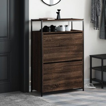 vidaXL Παπουτσοθήκη Καφέ Δρυς 75x34x112cm από Επεξεργασμένο Ξύλο