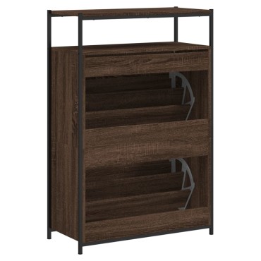 vidaXL Παπουτσοθήκη Καφέ Δρυς 75x34x112cm από Επεξεργασμένο Ξύλο