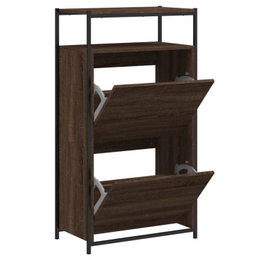 vidaXL Παπουτσοθήκη Καφέ Δρυς 60x34x112cm από Επεξεργασμένο Ξύλο