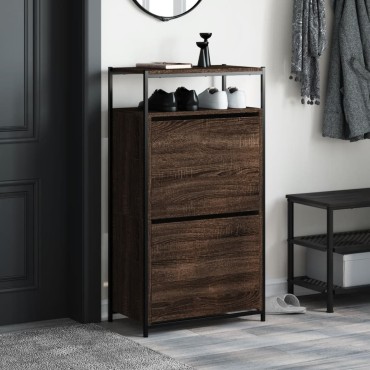 vidaXL Παπουτσοθήκη Καφέ Δρυς 60x34x112cm από Επεξεργασμένο Ξύλο