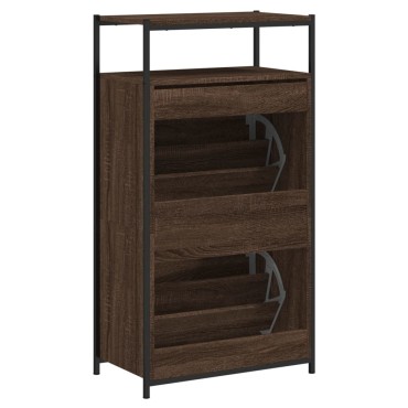 vidaXL Παπουτσοθήκη Καφέ Δρυς 60x34x112cm από Επεξεργασμένο Ξύλο