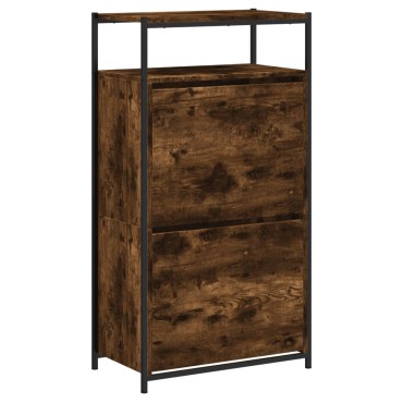 vidaXL Παπουτσοθήκη Καπνιστή Δρυς 60x34x112cm από Επεξεργ. Ξύλο
